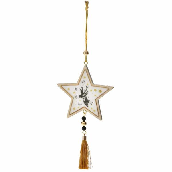 Ξύλινο αστέρι κρεμαστό με φούντα