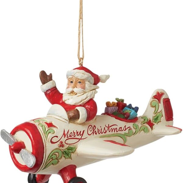 Santa in Airplane Ornament
