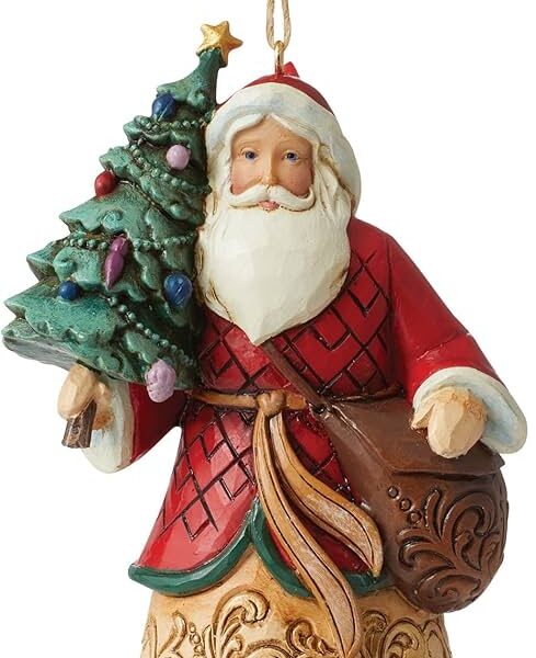 Santa with Tree Hanging Ornament 12 cm